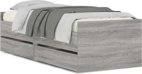 vidaXL Cadru de pat cu sertare, gri sonoma, 100x200 cm