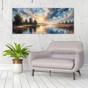 Tablou - Pictură cu soarele deasupra apei (120x50 cm)