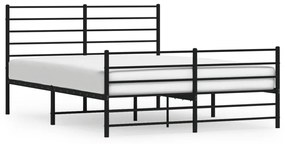 352338 vidaXL Cadru pat metalic cu tăblie de cap/picioare, negru, 140x200 cm
