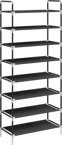 vidaXL Raft încălțăminte 8 rafturi, Metal și textil nețesut, Negru
