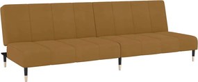 vidaXL Canapea extensibilă cu 2 locuri, maro, catifea