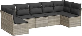 vidaXL Set canapele de grădină cu perne, 7piese gri deschis poliratan