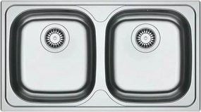 Chiuveta bucatarie inox Franke Spark 80x50 cm cu 2 cuve fara picurator finisaj lucios