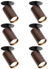 Set de 6 spoturi încastrate moderne bronz închis GU10 50mm - Chels