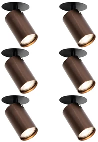 Set de 6 spoturi încastrate moderne bronz închis GU10 50mm - Chels