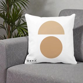 Perna Decorativa Geometric Minimalist Auriu, 40x40 cm, Alba Mata, Husa Detasabila, Perna Inclusa, BEKZ®