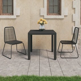 3060118 vidaXL Set mobilier de grădină, 3 piese, negru, ratan PVC