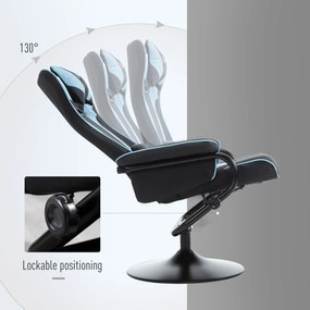Vinsetto Set 2 Piese Fotoliu Rabatabil cu Suport pentru picioare Stil Gaming, Inclinatie 130° si Suport Lombar, Negru si Albastru