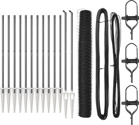 vidaXL Stâlp de gard. Gri 25 x 1,4 m (plasă de 50 mm) Oțel și PVC