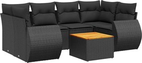 vidaXL Set canapele de grădină cu perne, 7 piese, negru, poliratan