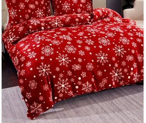 Sada Lenjerie cocolino SNOWFALL rosie + Cearsaf Cocolino microplus cu elastic SOFT 90x200 cm alb, single