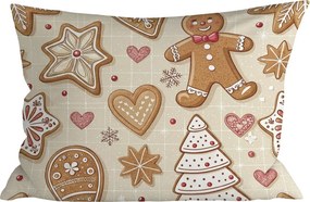 Husa de perna din bumbac GINGERBREAD JOY 50x70 cm, bej