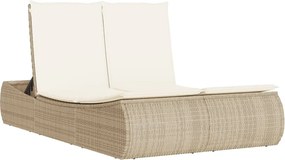 vidaXL Șezlong dublu cu perne, bej, poliratan