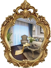 RESIGILAT- Oglindă decorativa de perete, cu ramă auriu antic, 70X90 cm