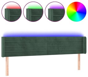 3123445 vidaXL Tăblie de pat cu LED, verde închis, 203x16x78/88 cm, catifea