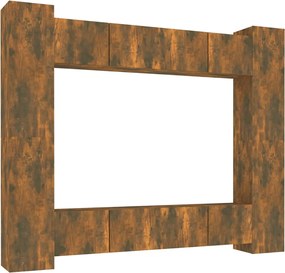 vidaXL Set dulap TV, 8 piese, stejar fumuriu, lemn prelucrat