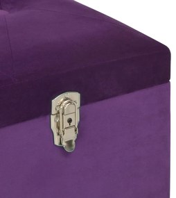 Bancheta cu un compartiment de depozitare violet 105cm catifea Violet