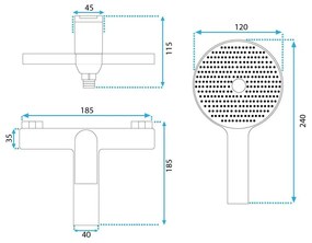 Rea Avalon baterie cada-dus perete crom REA-B1156