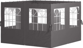 Outsunny Panouri laterale pentru pergolă, 4 panouri laterale pentru pavilion de grădină, cu fermoare, 3 x 4 m pergolă, Gri închis | Aosom Romania