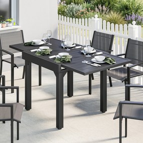 Outsunny Masă de Bucătărie Extensibilă pentru Terasă, 4-6 Persoane, 80-160 cm Masă Extensibilă din Aluminiu cu Blat din Lamele, Negru | Aosom Romania