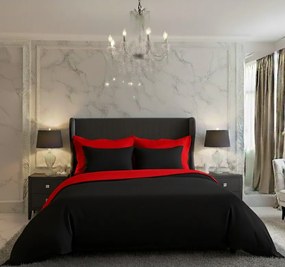 Lenjerie de pat din satin Luxury Collection, roşu /negru, 140 x 200 cm, 70 x 90 cm