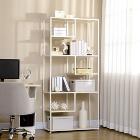 HOMCOM Bibliotecă raft de depozitare cu 7 niveluri cadru din oțel stil industrial 83 x 34 x 180 cm stejar | Aosom Romania