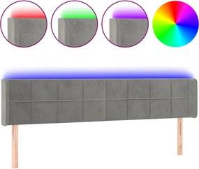 vidaXL Tăblie de pat cu LED, gri deschis, 203x16x78/88 cm, catifea