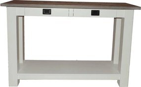 Masă lemn masiv alb perete /Maro, 120 × 35 × 78 cm