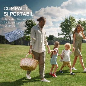 Outsunny Covor pentru Exterior 182x274 cm Reversibil, Covor Pliabil din Polipropilen 310 g/m² Albastru si Alb | Aosom Romania