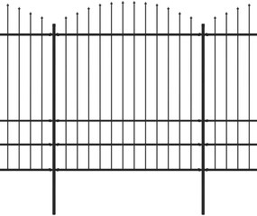 Gard de gradina cu varf sulita, negru, (1,75-2) x 5,1 m otel 1, 175-200 cm, 5.1 m