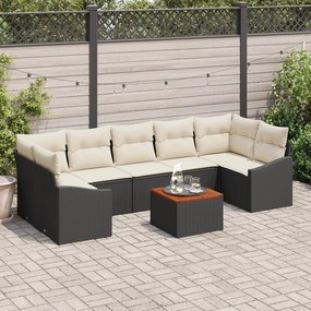 vidaXL Set de canapele pentru grădină cu pernă 8 pcs Negru Rattan poli