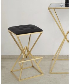 Scaun de bar negru/auriu tapițat (înălțime șezut 75 cm) Piramid – Mauro Ferretti