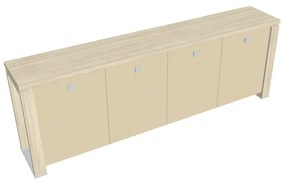Dulap mic Verno+ 260 x 46 x 90 cm, uși de sticlă, salcâm / vanilie