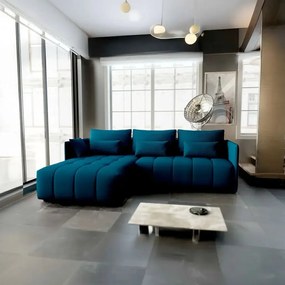 Colțar extensibil dumonde cu ladă de depozitare si sezut confortabil din spuma high-density, Malta Enjoy Petrol 235x185 cm