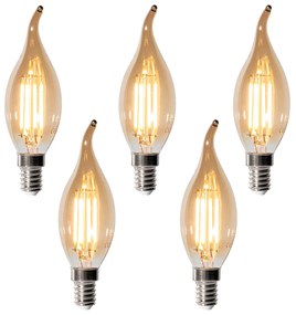 Set van 5 E14 dimbare LED lampen BXS35 goud 4W 450 lm 2200K