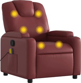 vidaXL Fotoliu de masaj rabatabil, roșu vin, piele ecologică