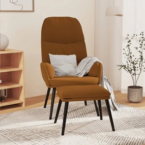 3097361 vidaXL Scaun de relaxare cu taburet, maro, catifea