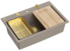 Statie de lucru incastrata Quadron Unique Marc 110 bej - auriu 1 cuva 75x49 cm