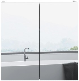 kleankin Dulap de baie cu oglindă, dulap de depozitare 2 uși 3 nivele raft reglabil 60 x 15 x 60 cm alb | Aosom Romania