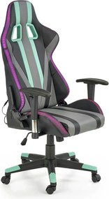 Scaun gaming FACTOR, negru/gri/verde, piele ecologica/material textil,