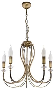 Jupiter 1611 - Lustră pe lanț MELODY 5xE14/40W/230V alamă patină