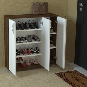 Comodă pentru pantofi Sinem - White, Walnut