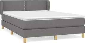vidaXL Pat box spring cu saltea, gri închis, 140x190 cm, textil