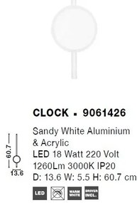 Aplica LED design modern minimalist CLOCK alba