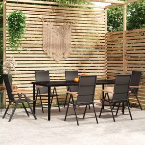 3099117 vidaXL Set de mobilier pentru grădină, 7 piese, negru