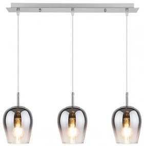 Lustra cu 3 Pendule design modern Petunia crom/fumuriu