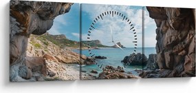 Tablou - Peșteră lângă mare (cu ceas) (90x30 cm)