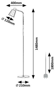 Lampă de podea Rabalux 74003 Azim, negru