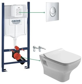 Set vas wc suspendat cu capac soft close Gala Street, rezervor incastrat si clapeta crom Skate Air Grohe