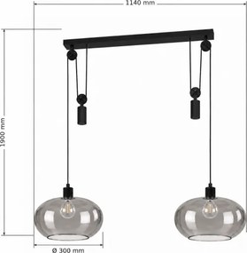 BRILAGI - lustră LED suspendată pe cablu RETRO GLASS 2xE27/40W/230V negru/gri fumuriu